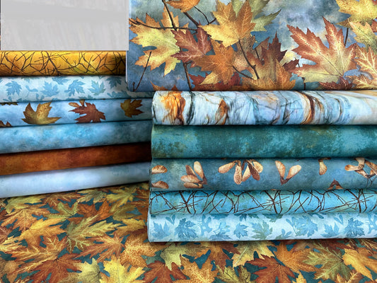 Autumn Splendor By Linda Ludovico Mid Teal 26686-64 Cotton Woven Fabric