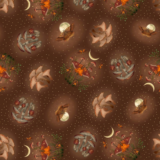 Preorder June 2026: Harvest Haunt Moths and Mushrooms Brown 4812-39 by Episodic Drawing