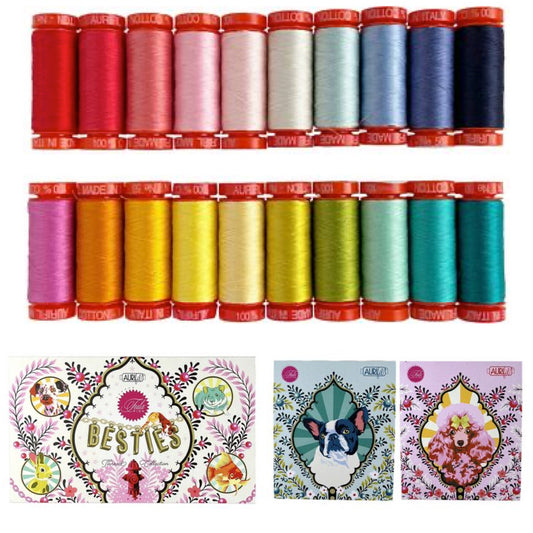 Besties by Tula Pink 20 Spool set of Aurifil Thread TP50BC20