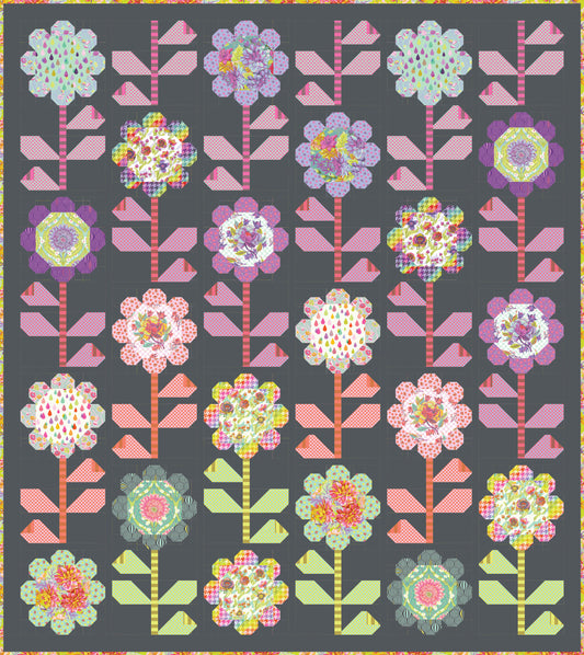 Untamed by Tula Pink Quilt Kits Blooming Bouquet Dark Quilt Kit. USA Shipping Included in Price.