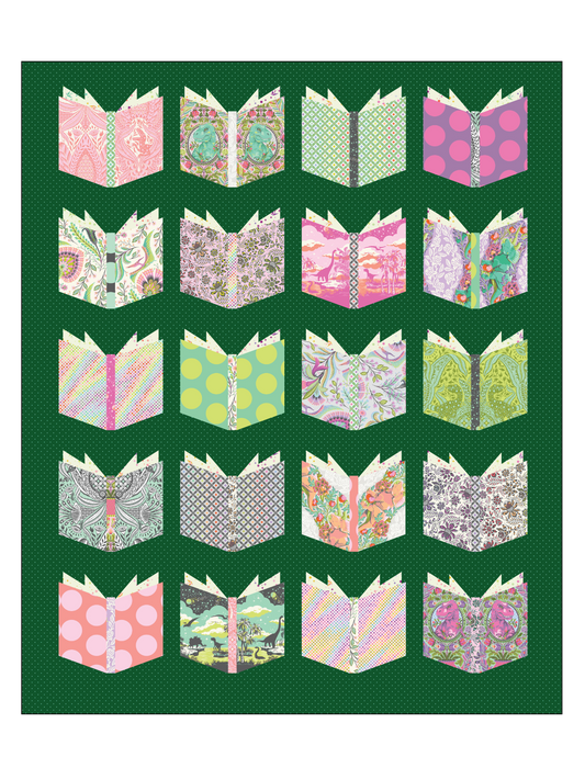 Roar! by Tula Pink  Lilypad Book Nerd Quilt Kit & Pattern with USA Shipping Included in Price    LilypadBookNerd Kit