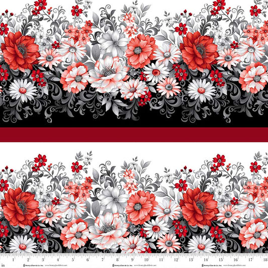 PREORDER ITEM - EXPECTED APRIL 2026: Scarlet's Treasure by Color Principle Border Stripe Red/White    3648-81 Cotton Woven Fabric
