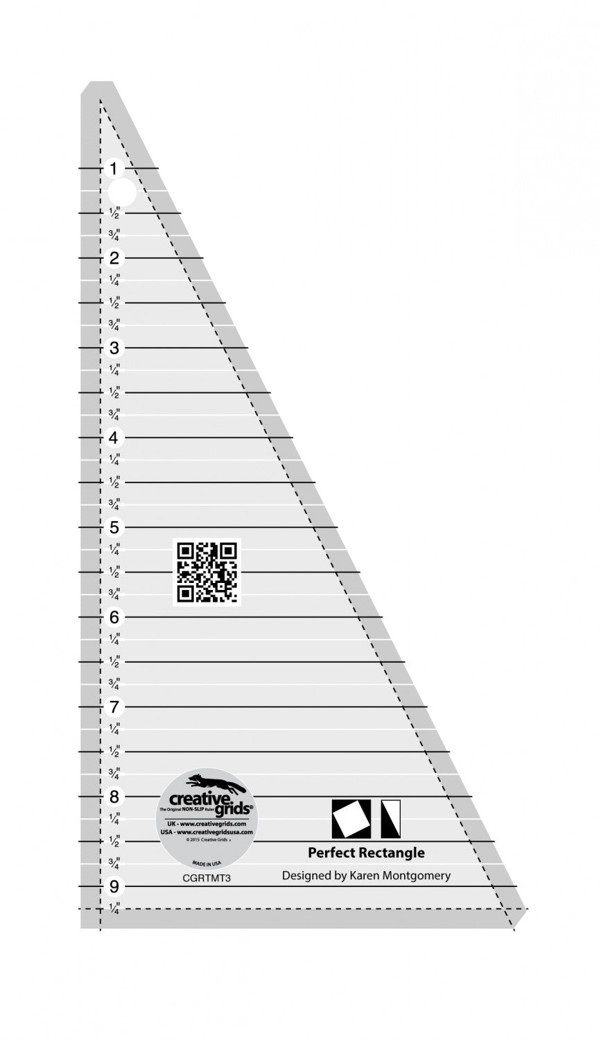 Perfect Rectangle Ruler 9-1/2in Clear Acrylic Quilt Ruler CGRTMT3