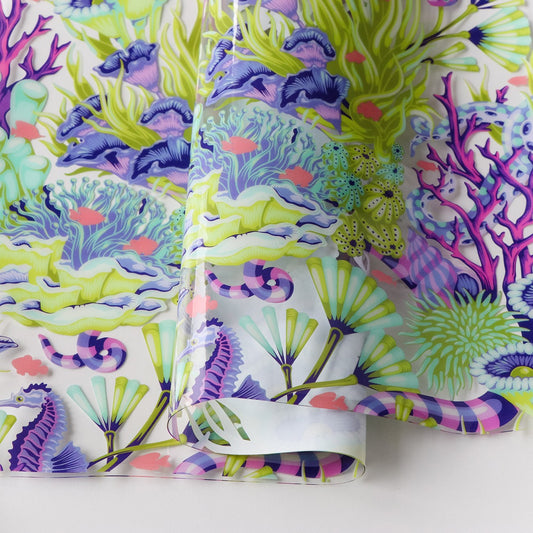 Preorder May 2026: Tula Pink Floral Reef Sallie Tomato: Reef What You Sew Vinyl 1/2 Yard Cut