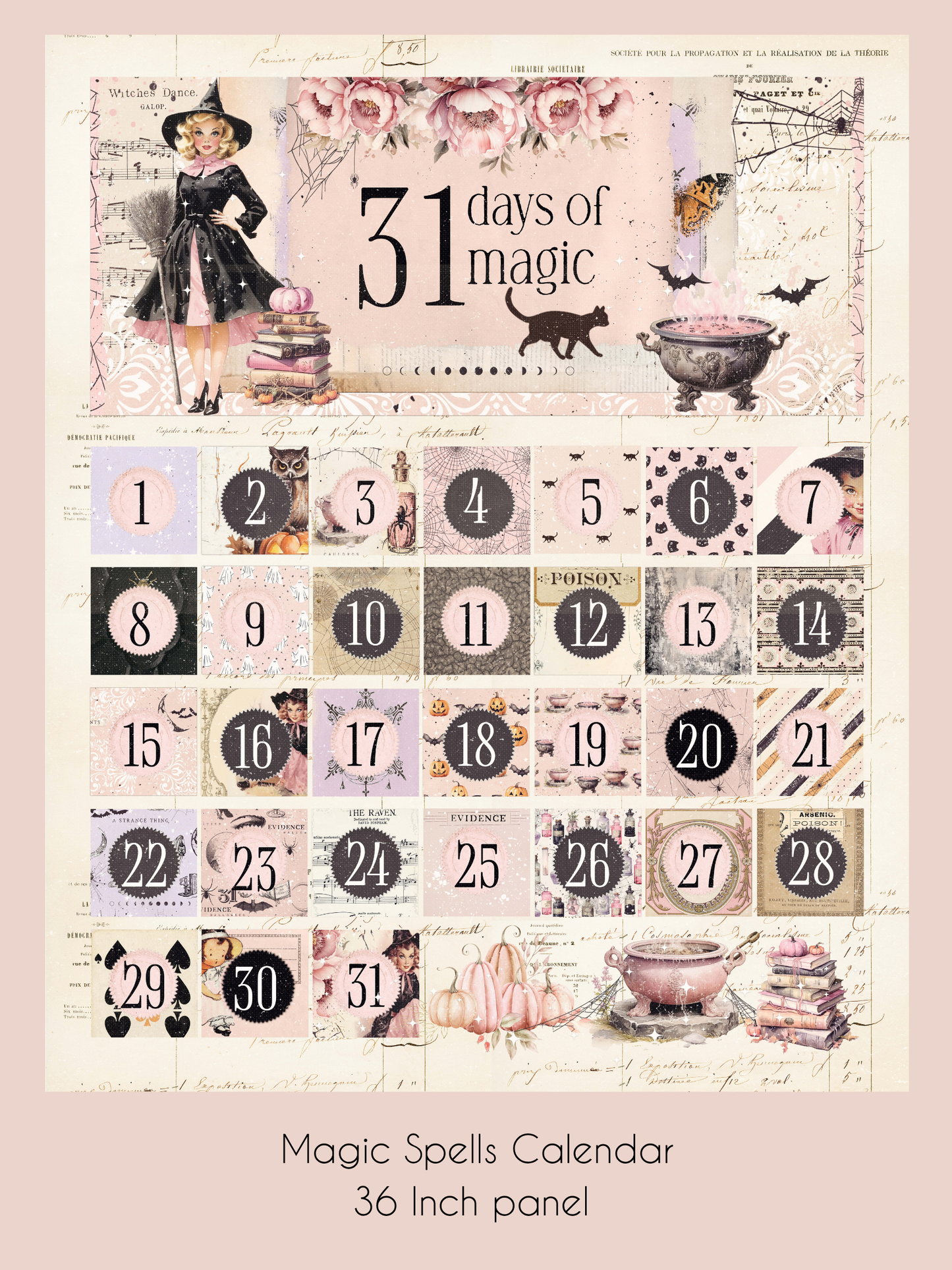 Preorder June 2027: Magic Spells Calendar 36" Panel 2352PH-33