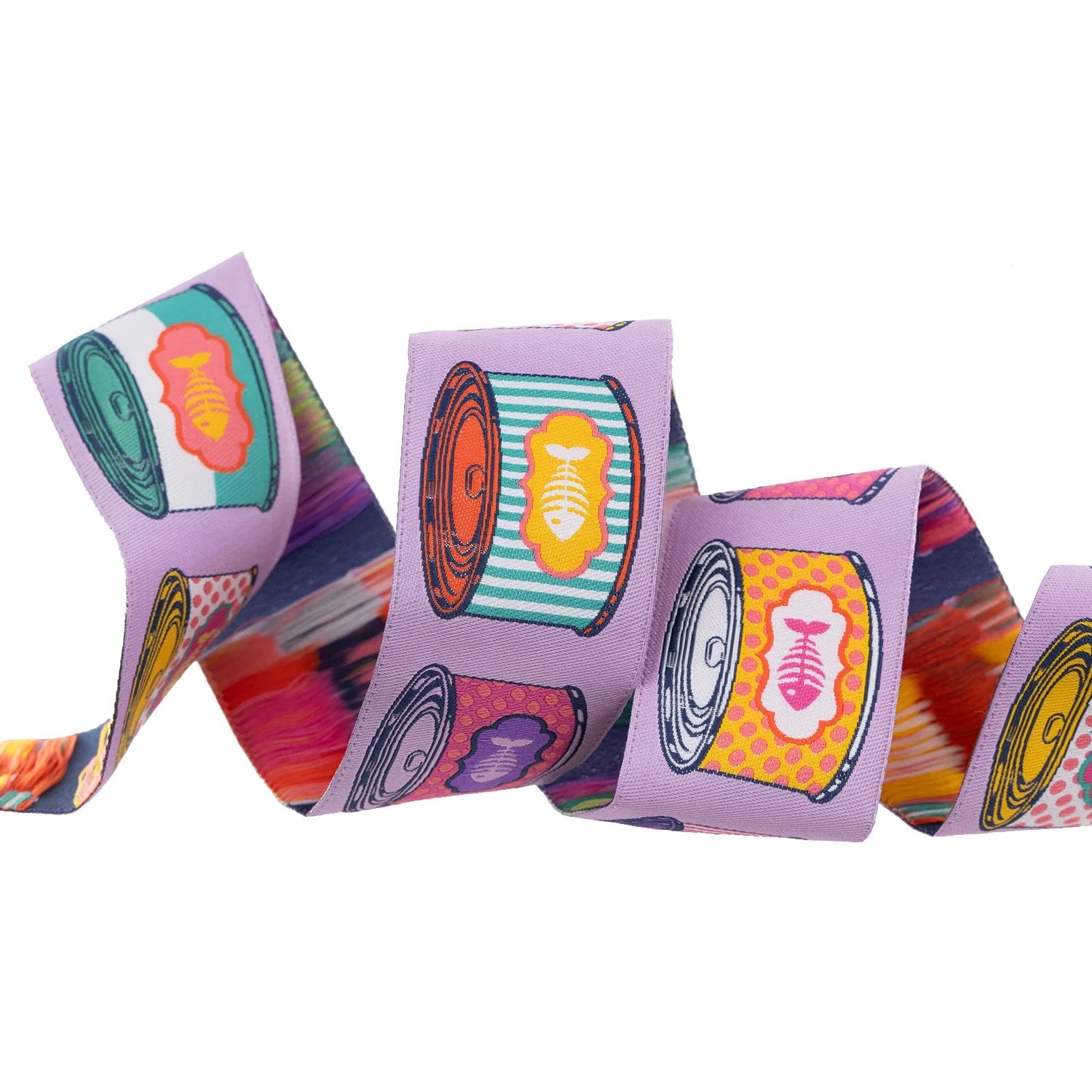 Road Ribbin Tula Pink Tabby Road Ribbon 1.5” Ribbon Cat Snacks tk-114-38mm-col-1 P ...