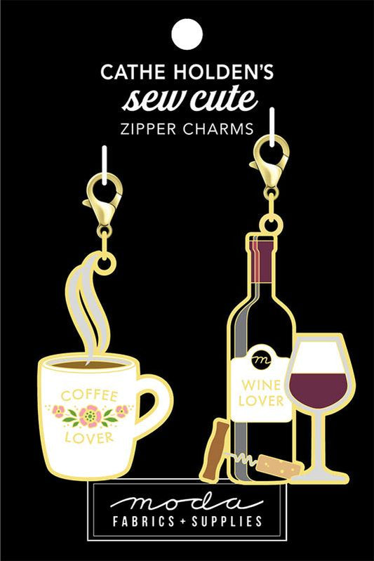 New Arrival: Cathe Holden Sew Cute Coffee & Wine Lover Zipper Charms CH125