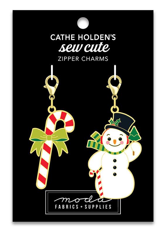 Cathe Holden Sew Cute Frosty (Snowman & Candy Cane) Zipper Charms CH130