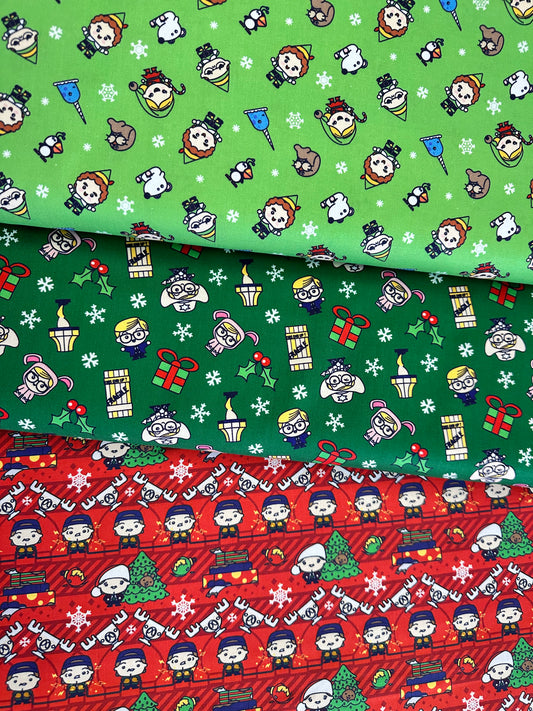 Licensed Character Winter Holiday IV Chibi A Xmas Story Green    23140120-02 Cotton Woven Fabric