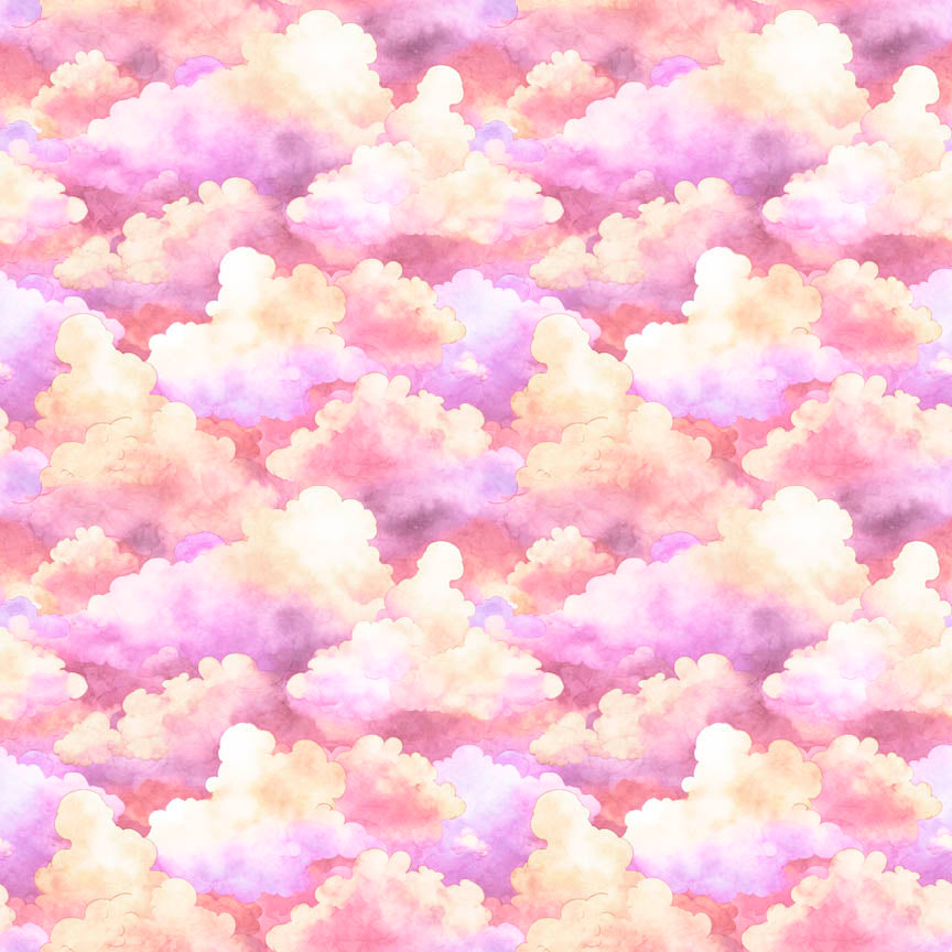 Lil' Wizards by Morris Creative Group Clouds Pink    30553P Cotton Woven Fabric