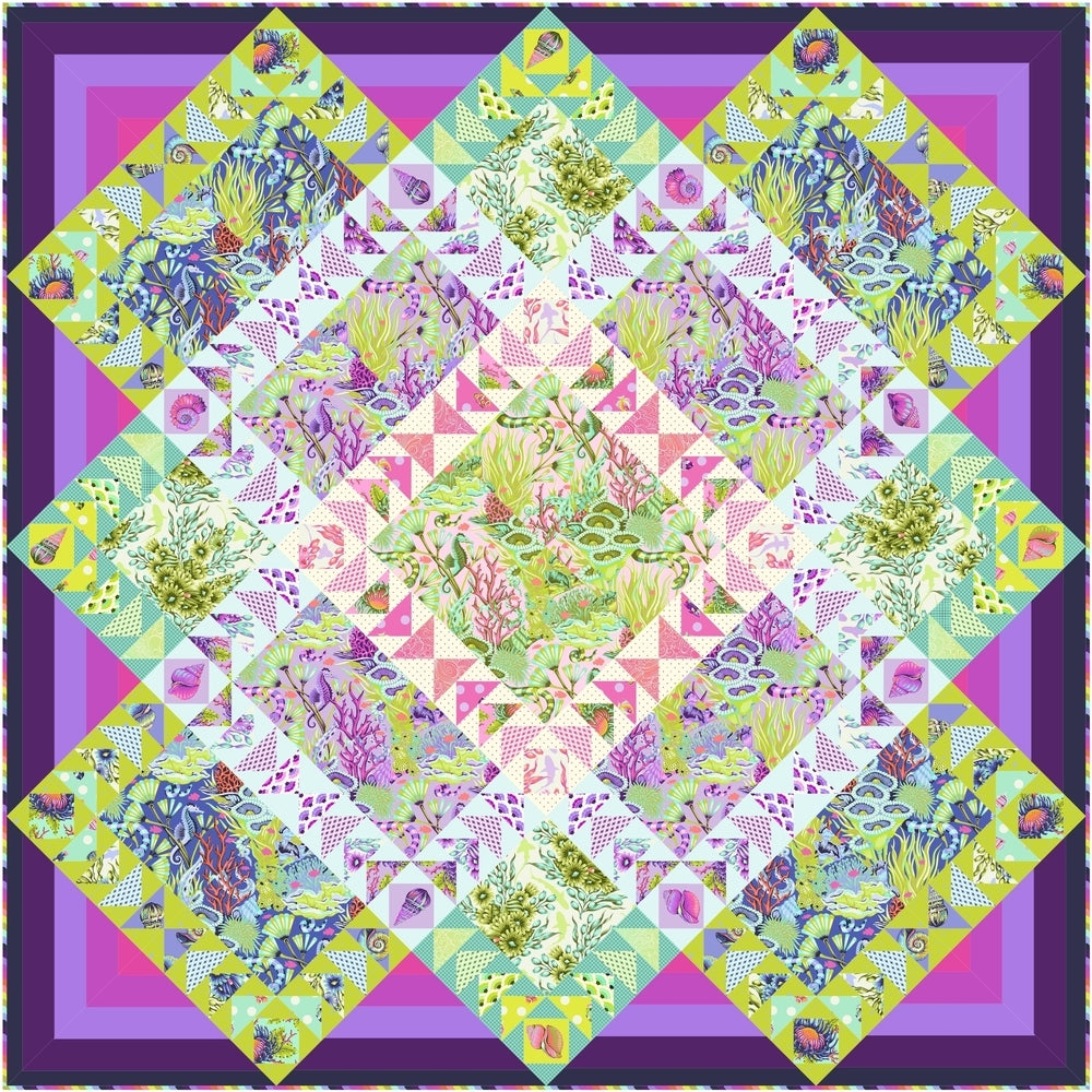 Preorder May 2026: Floral Reef Tula Pink Coastal Currents Quilt Kit Designed by Stacey Day