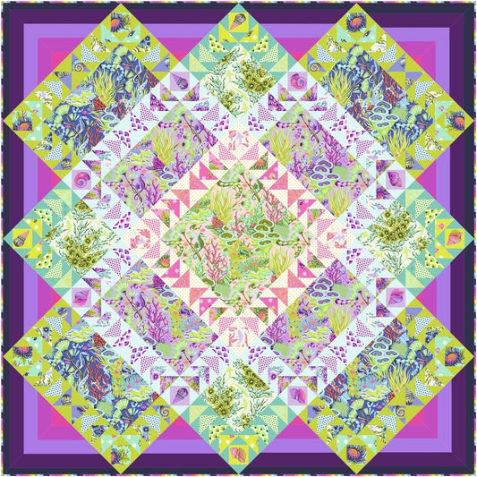 Preorder May 2026: Floral Reef Tula Pink Coastal Currents Quilt Kit Designed by Stacey Day