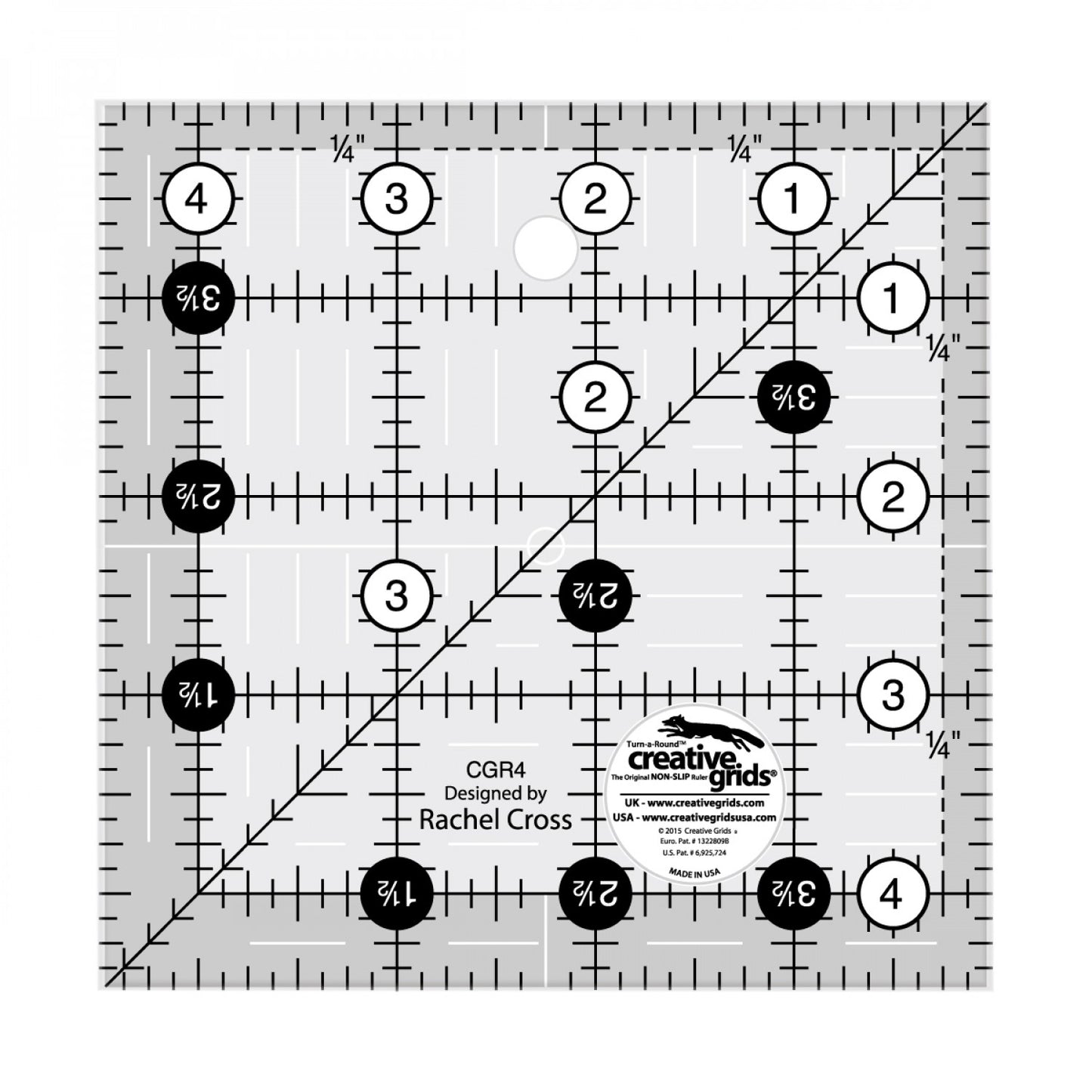 Creative Grids Quilt Ruler 4-1/2in Square By Rachel Cross  CGR4