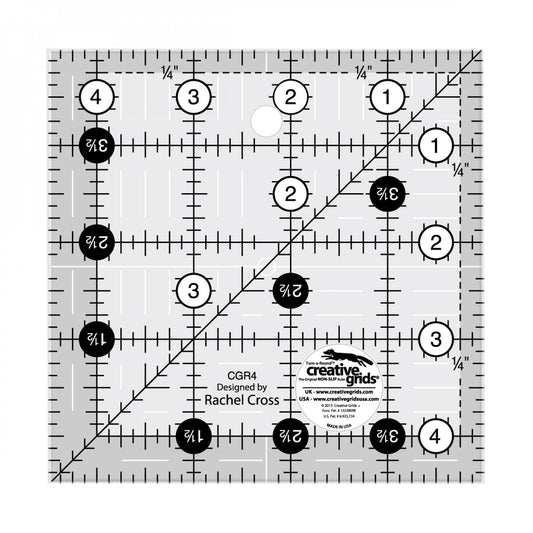 New Arrival: Creative Grids Quilt Ruler 4-1/2in Square By Rachel Cross  CGR4  (Suggested for Paradise Block of the Month)
