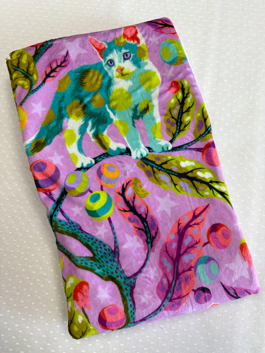 End of Bolt Tula Pink Tabby Road 1 yard DeJa Vu Club Kitty Electroberry Minky MKTP004.ELECTROBERRY
