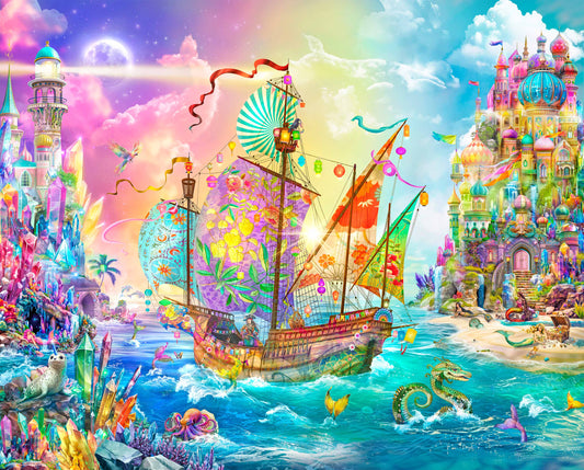 PREORDER ITEM-EXPECTED APRIL 2026: Divine Oceania by Aimee Stewart 36" Panel Crystal Dreamship DDC12615-Multi PANEL Cotton Woven Fabric