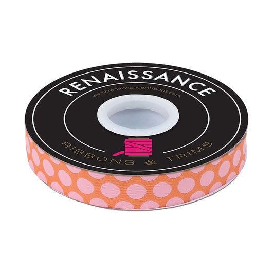 Roar Ribbon by Tula Pink Dinosaur Eggs Blush 5/8" Width Woven Ribbon tk-109-16mm-col-2-s Priced per yard