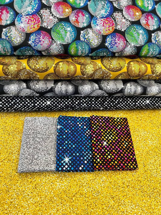 Disco Big Glitter Multi with Gold Metallic    A841.2 Cotton Woven Fabric