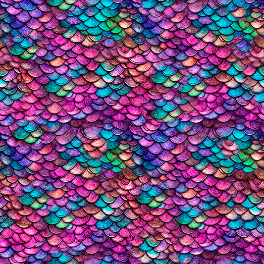PREORDER ITEM - EXPECTED AUGUST 2025: Dragon’s Song by Morris Creative Group Dragon Scales Pink/Turquoise    31156PQ Cotton Woven Fabric
