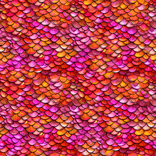 PREORDER ITEM - EXPECTED AUGUST 2025: Dragon’s Song by Morris Creative Group Dragon Scales Red/Orange    31156RO Cotton Woven Fabric