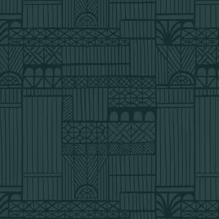 Preorder November 2026: Black Forest Tudor Dark Teal 229266X by Jayme Murray Organic Cotton Woven