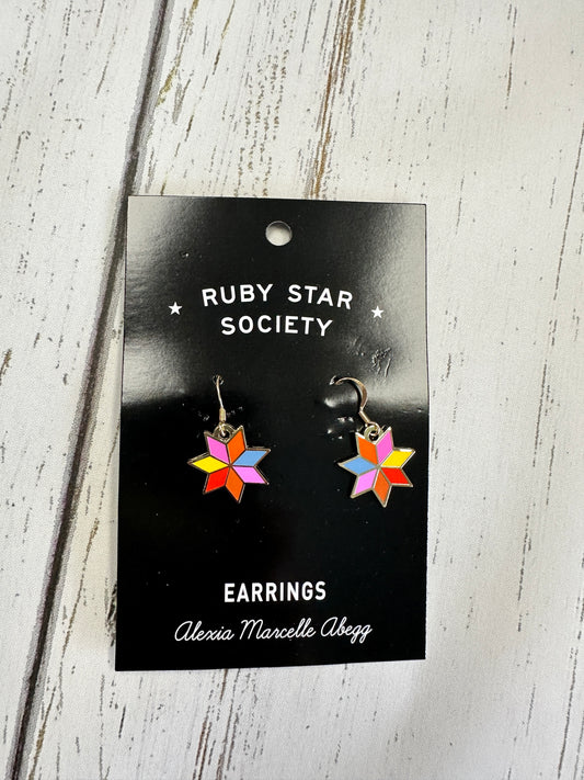 Ruby Star Society Quilt Star by Alexia Marcelle Abegg Enamel Earrings:  RS7057