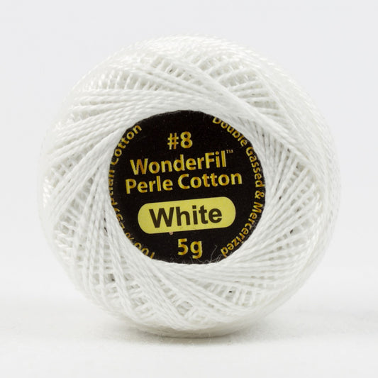 8wt 5-Gram Solid Perle Cotton Ball 42yd White EL5G-100