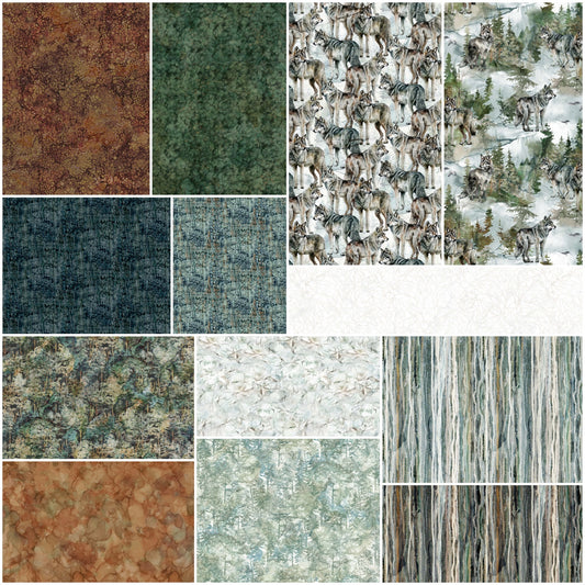 Lone Wolf By Deborah Edwards and Melanie Samra Fat Quarter Bundle of 14 Prints