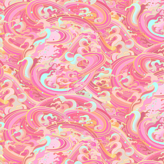 PREORDER ITEM-EXPECTED APRIL 2026: Divine Oceania by Aimee Stewart Rolling Wave DDC12608-Pink Cotton Woven Fabric