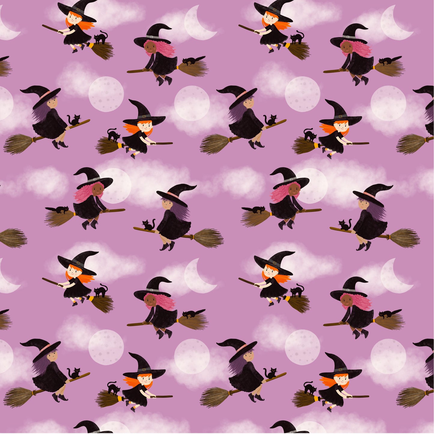 Preorder April 2027: Spooky Estate Flying Witches Lilac 55866-2 by Katherine Quinn