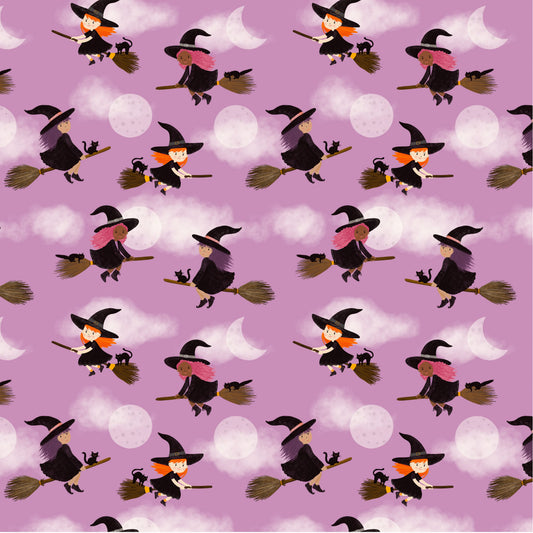 Preorder April 2027: Spooky Estate Flying Witches Lilac 55866-2 by Katherine Quinn