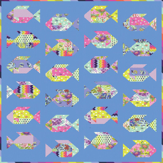 Preorder May 2026: Floral Reef Tula Pink Fish Quilt Kit Designed by Cluck Cluck Sew