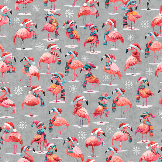 Gotta Have it by Morris Creative Group Flamingos Gray 31190K Cotton Woven Fabric