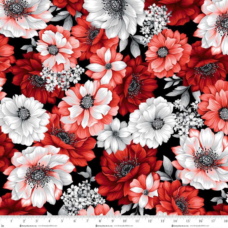 PREORDER ITEM - EXPECTED APRIL 2026: Scarlet's Treasure by Color Principle Floral Large Red/White    3640-81 Cotton Woven Fabric