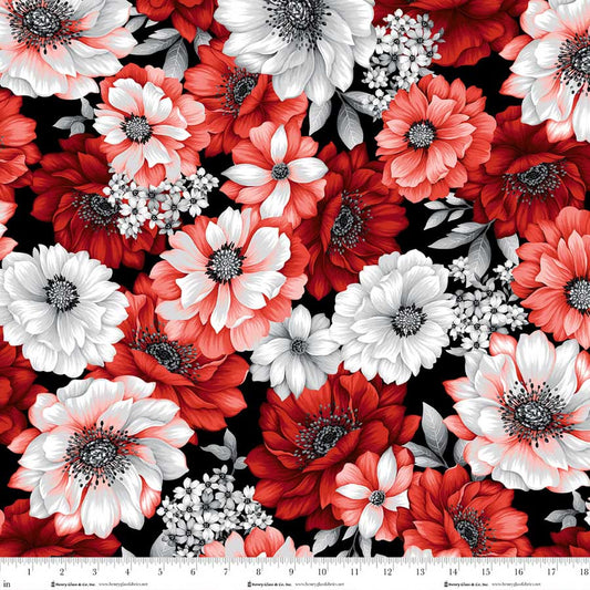 PREORDER ITEM - EXPECTED APRIL 2026: Scarlet's Treasure by Color Principle Floral Large Red/White    3640-81 Cotton Woven Fabric