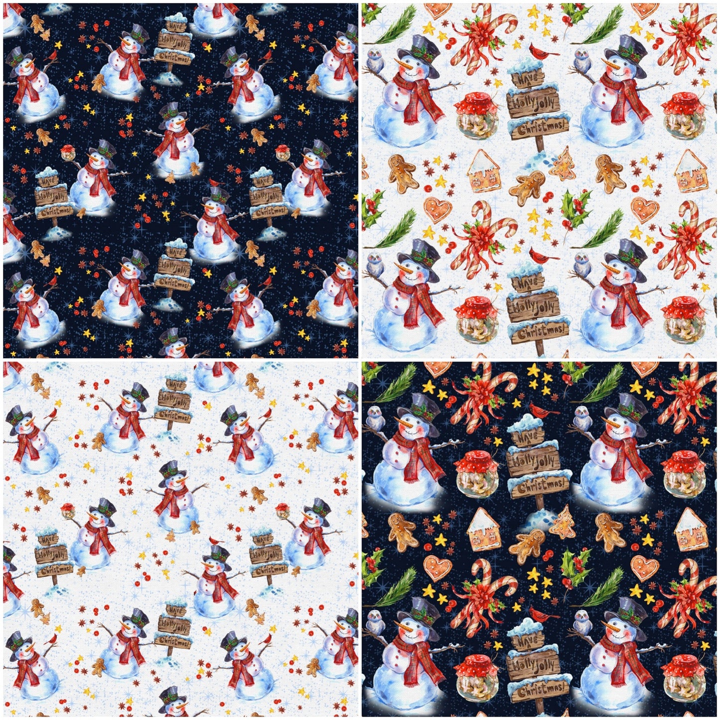 Frosty Delights  Fat Quarter Bundle of 4 Prints Cotton Woven