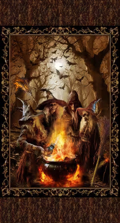 PREORDER ITEM-EXPECTED JULY 2026: Nightmare At Halloween by Adrian Chesterman 24" Panel Witches Forest Panel DDC12738-MULT Cotton Woven Fabric