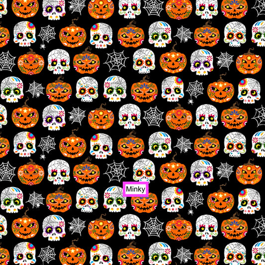 Trick or Treat Ghastly Greetings SMP10334-BLAC Minky Fabric