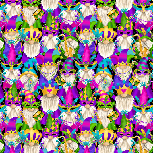 Mardi Gras Parade by Gail Cadden Gnomes Multi CD2633-MULTI Cotton Woven Fabric