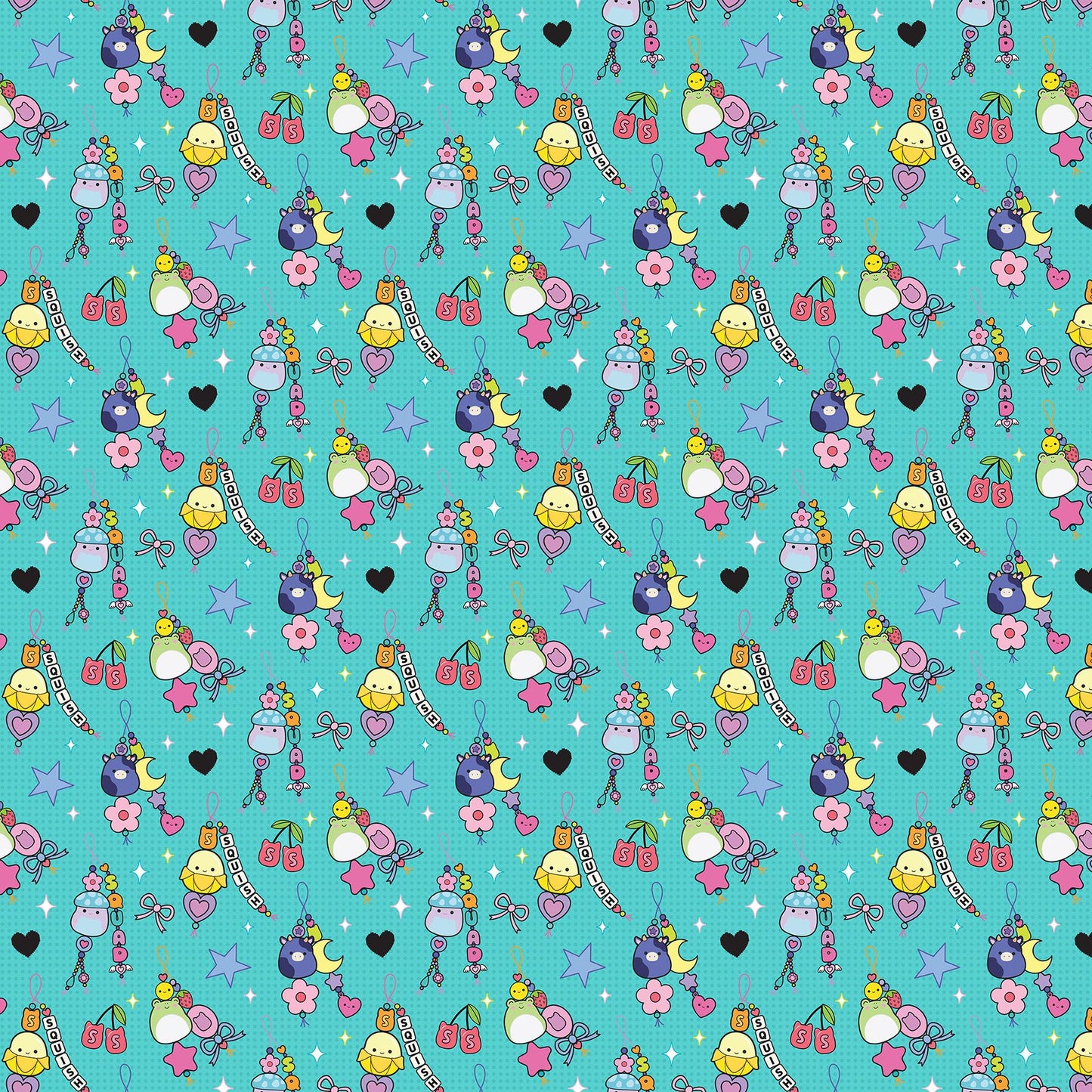 PREORDER ITEM-EXPECTED APRIL 2026: Squishmallows Joyful Charms Turquoise SQ1026-61 Cotton Woven