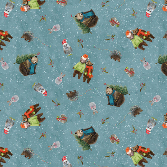 PREORDER ITEM-EXPECTED JUNE 2026: Holly Woods by Cathy Walters Woodland Toss 9234-79 SLATE Cotton Woven Fabric