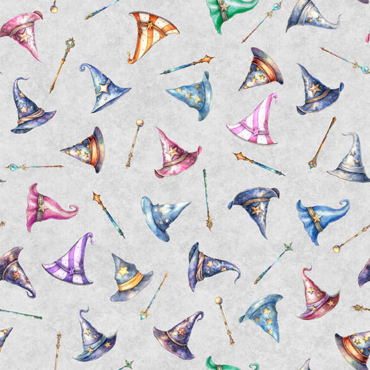 Lil' Wizards by Morris Creative Group Hat Toss Gray 30552K Cotton Woven Fabric