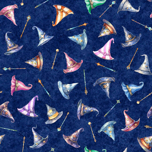 Lil' Wizards by Morris Creative Group Hat Toss Navy 30552N Cotton Woven Fabric