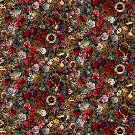 Preorder April 2026: Down the Rabbit Hole Floral Wonderland 108 in Wide Multi CDX4227 by TT Fabrics Collection