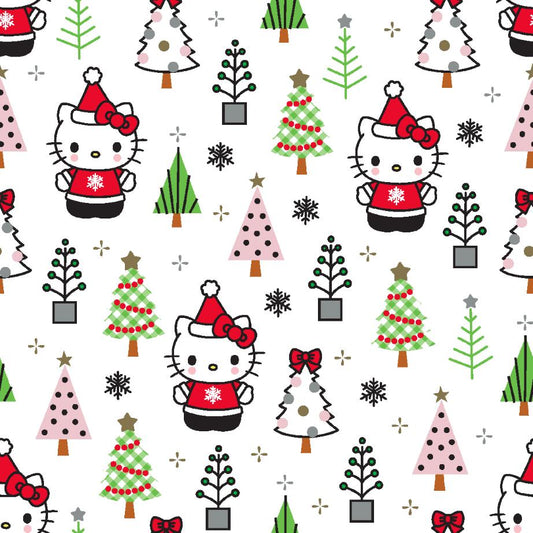 Licensed Seasonal Hello Kitty Christmas White 77990-A62078 Cotton Woven Fabric
