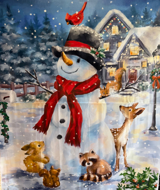 Four Season Christmas Snowman and Forest Friends GL-0072-3C Multi Panel