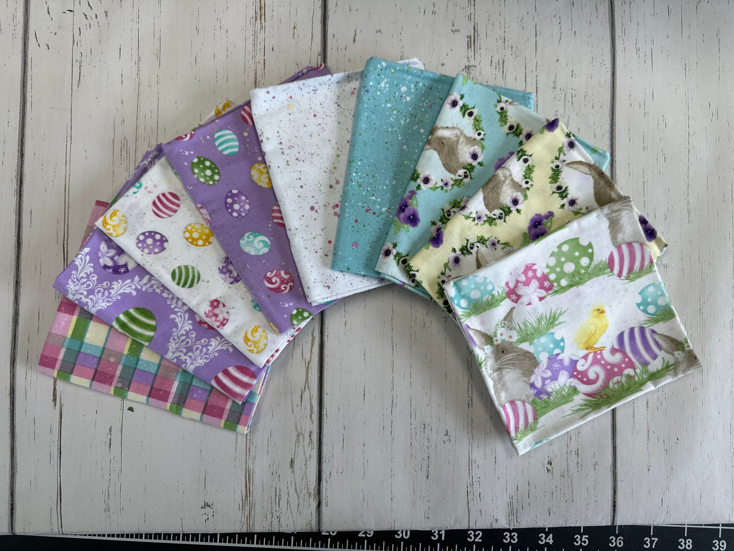 Hoppy Easter by AJ Watercolor Fat Quarter Bundle of 9 prints Cotton Woven