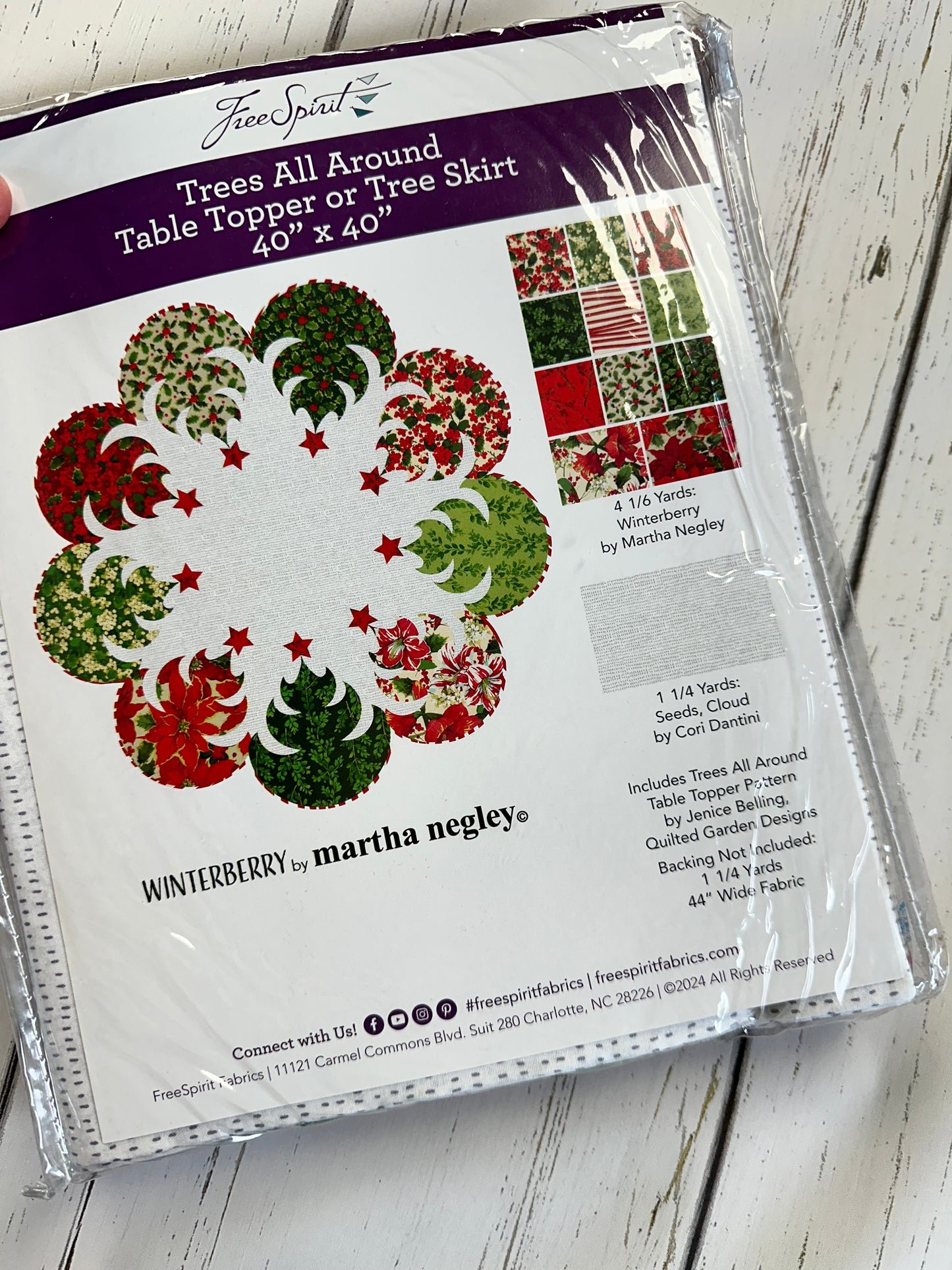 Trees All Around Table Topper or Tree Skirt Kit featuring Winterberry by Martha Negley KIT2QTMN.TREES Designed by Jenice Belling of Quilted Garden Designs KIT2QTMN.TREES Kit