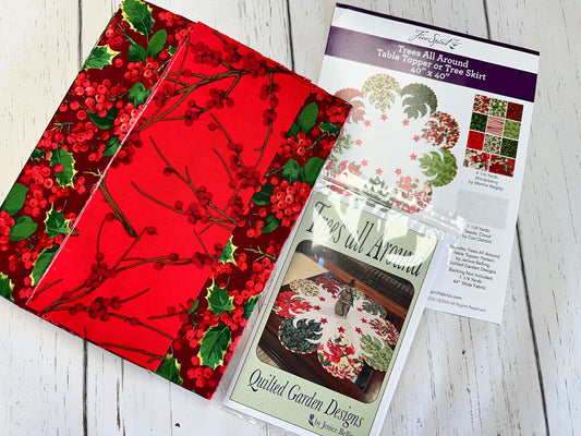 Trees All Around Table Topper or Tree Skirt Kit featuring Winterberry by Martha Negley KIT2QTMN.TREES Designed by Jenice Belling of Quilted Garden Designs KIT2QTMN.TREES Kit