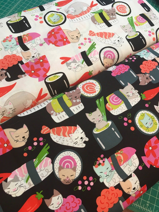 Nicole's Print Sushi Kitty Rolls 8670A Cotton Woven Fabric